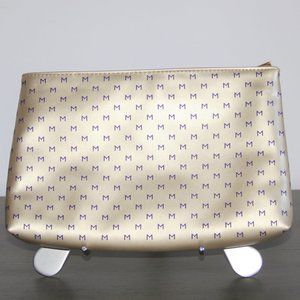 Mugler Logo Goldtone Beauty Cosmetic Bag Travel Pouch